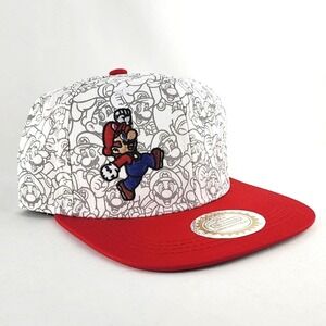 Nintendo Super Mario Snapback Adjustable Hat Cap Red White OS Fits Most